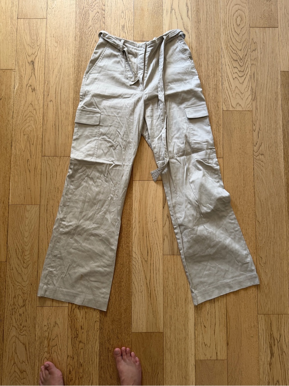 Dynamite Light Beige Linen-Blend Cargo Trousers